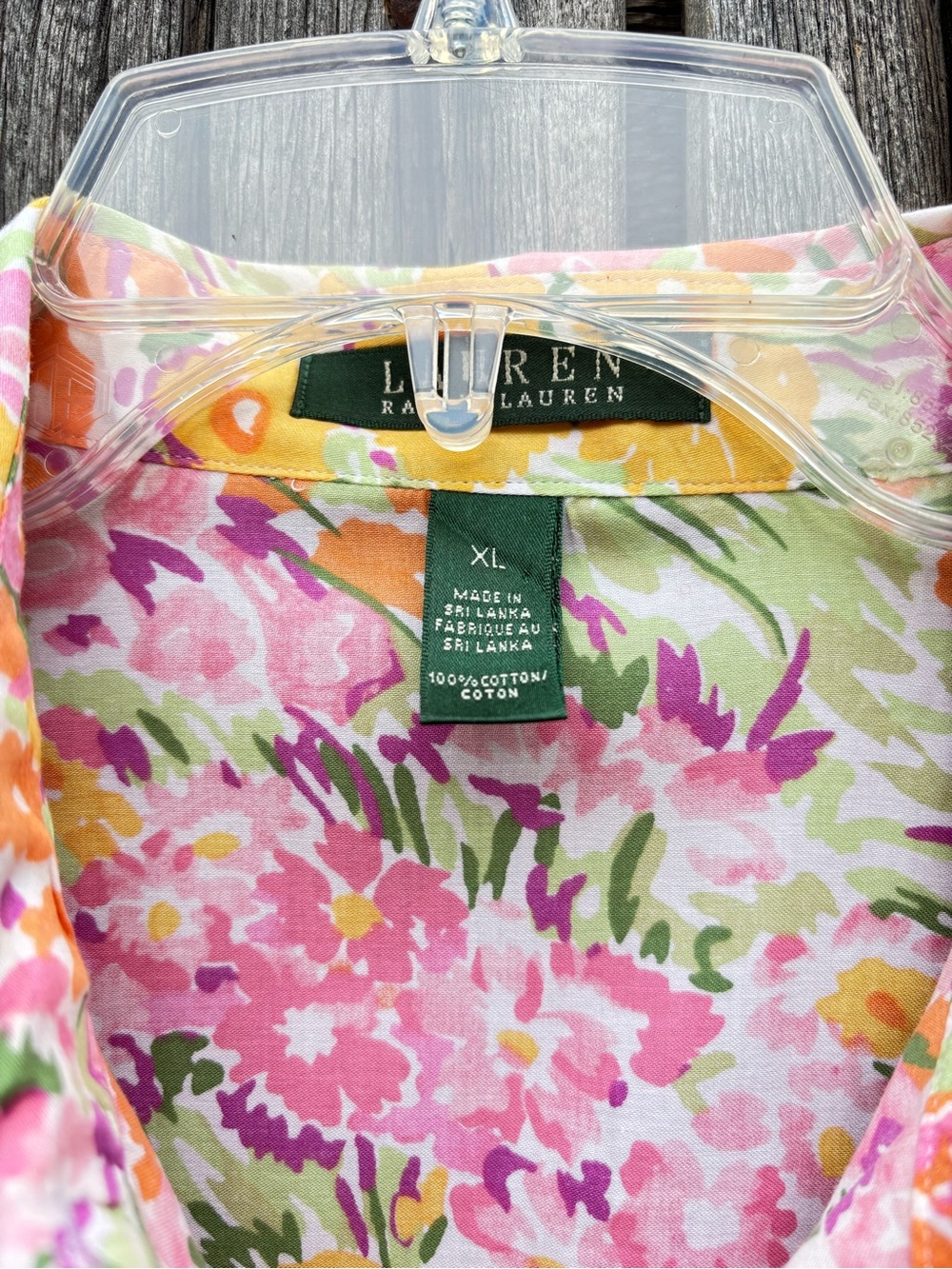 Ralph Lauren Floral Button-Up Blouse-Pink, Orange & Yellow 100% Cotton size XL - Picture 7 of 8
